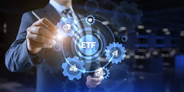 Az ETF-tőzsde által forgalmazott alapok tőzsdei kereskedelme befektetési pénzügyi koncepció — Stock Fotó