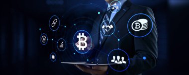 Bitcoin kripto büyüyen hisse senedi borsası finansal teknoloji kavramı