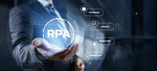 RPA Robotic process automation business process optimiation innovation technology concept — Foto Stock