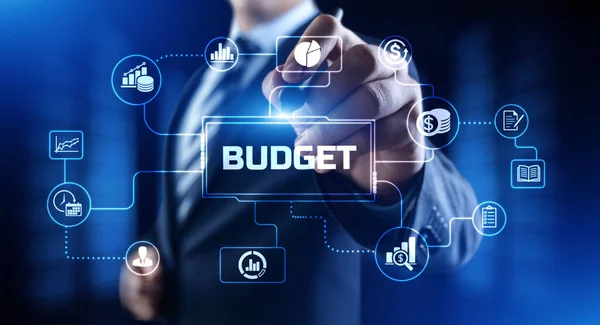 Budget planning business finance concept on virtual screen interface — Stock Photo, Image