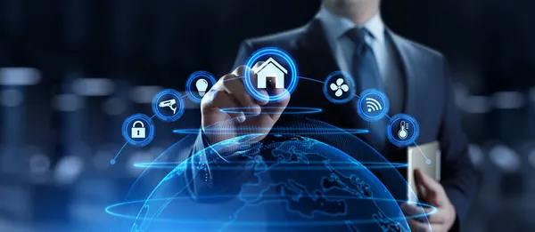 Smart home IOT application de contrôle d'appartement sur écran virtuel. — Photo