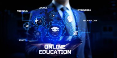 Çevrimiçi eğitim interneti dijital arayüzde e-öğrenme kavramı.