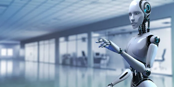 Roboter Cyborg 3D-Renderer. Künstliche Intelligenz maschinelles Lernen — Stockfoto
