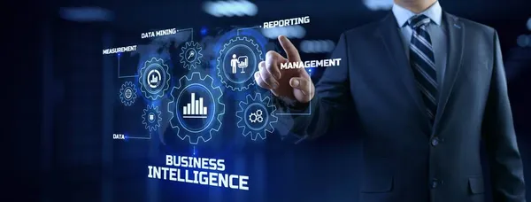 Inteligencia de negocios BI concepto analítica inteligencia Big data analizar. —  Fotos de Stock
