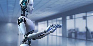 Cyborg Robot 3 boyutlu görüntüleme. RPA Robotik İşlem Otomasyon Yapay Zekası