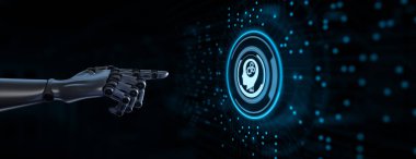 Makine yapay zeka sinir ağı öğreniyor. Robot el 3D görüntüleme düğmesine bas.