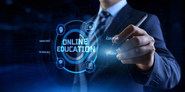 Çevrimiçi eğitim interneti dijital arayüzde e-öğrenme kavramı.