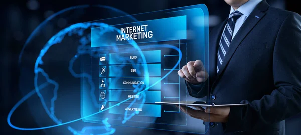 Internet digitales Marketing SMM SEO Geschäftstechnologie-Konzept. Stockbild