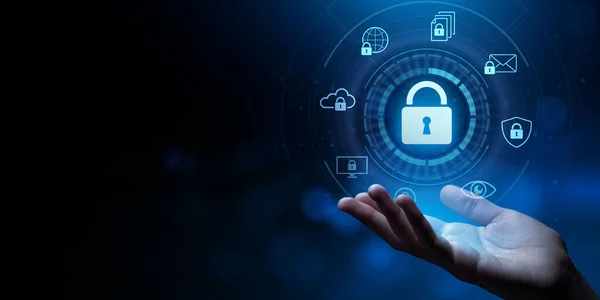 Cyber security Protezione dei dati Informativa privacy antivirus virus defence Internet technology concept. — Foto Stock