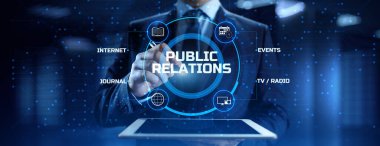 Halkla ilişkiler konsepti. İletişim reklam pazarlama stratejisi.