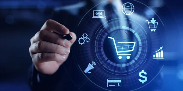 E-commerce Compras online Conceito de tecnologia de negócios na internet. — Fotografia de Stock