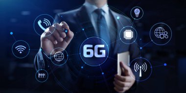 6G Altı nesil yüksek hızlı mobil internet kablosuz bağlantı.