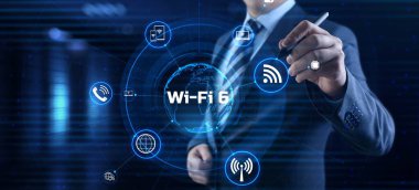 Wifi 6 Kablosuz İnternet bağlantısı ağ teknolojisi kavramı.