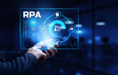 RPA Robotik işlem otomasyon iş süreci optimizasyon yenilik teknolojisi kavramı.