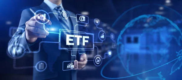 ईटीएफ एक्सचेंज ट्रेड फंड स्टॉक मार्केट ट्रेडिंग निवेश वित्तीय अवधारणा — स्टॉक फ़ोटो, इमेज