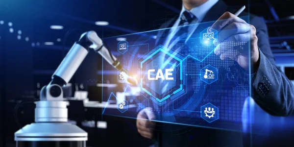 CAE Computer-aided engineering. Cobot robotic arm 3d render