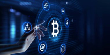 Bitcoin büyümesi kripto döviz borsası dijital para teknolojisi kavramı.