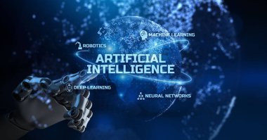 Yapay zeka derin makine öğrenmesi. Robotik kol 3d oluşturma.