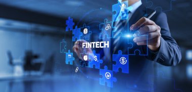 Fintech finansal teknoloji dijital para İnternet bankacılık kavramı ekranda.