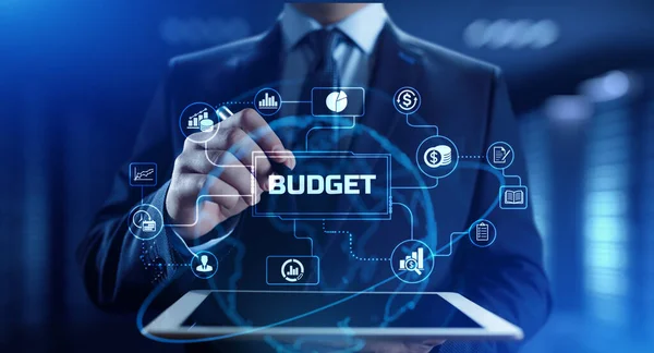 Budget planning business finance concept on virtual screen interface. — Stock Photo, Image