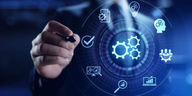 Otomasyon konsepti. Yazılım icat teknolojisi. İş süreci optimizasyonu.