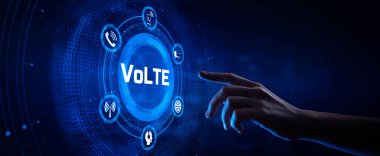 LTE iletişim teknolojisi kavramı üzerine VoLTE Voice. Ekrandaki el düğmesine bas.