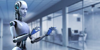 Cyborg Robot 3 boyutlu görüntüleme. RPA Robotik İşlem Otomasyon Yapay Zekası