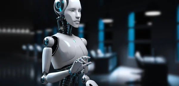 Roboter Cyborg 3D rendern Innovationstechnologie Robotisierung Stockfoto