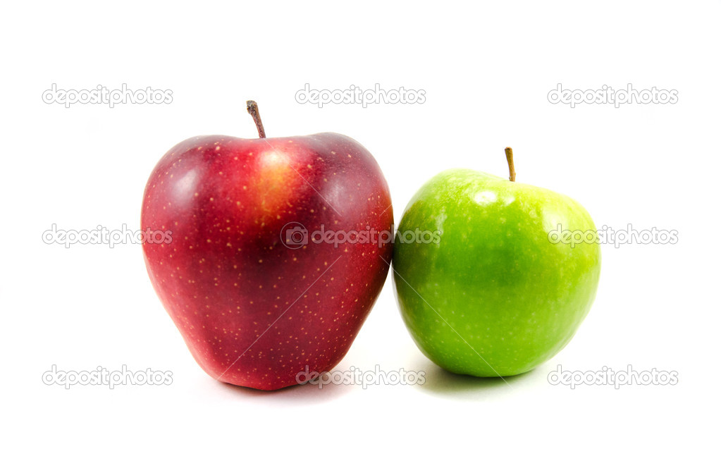 red and green apples isolated