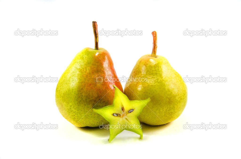 Two pears with carambola