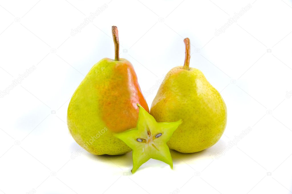 Pears wit carambola isolated