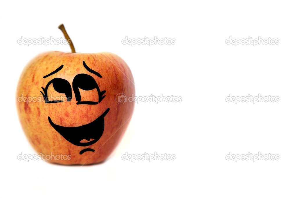 Cartoon-faced apple