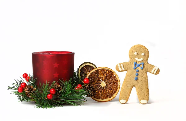 Hombre de jengibre con decoración de Año Nuevo — Foto de Stock