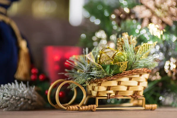 Kerstmis slee close-up — Stockfoto