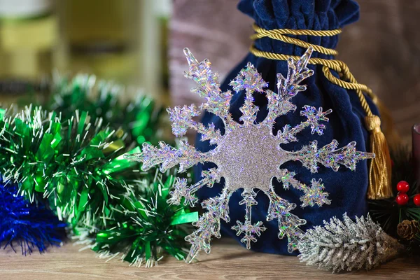 Silver snowflake on Christmas — Stock Photo, Image