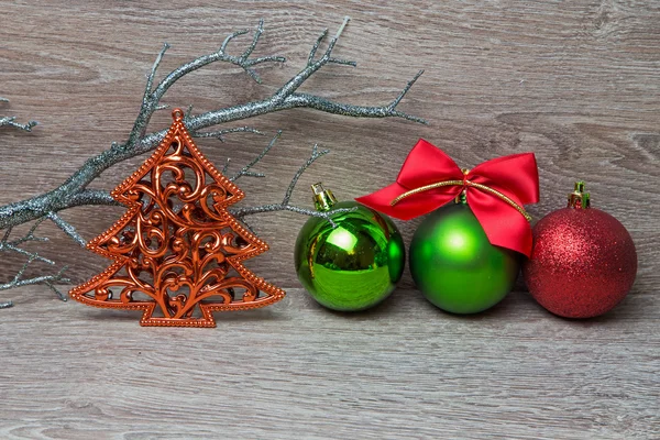 New Year's tree and green balls — Stock Photo, Image