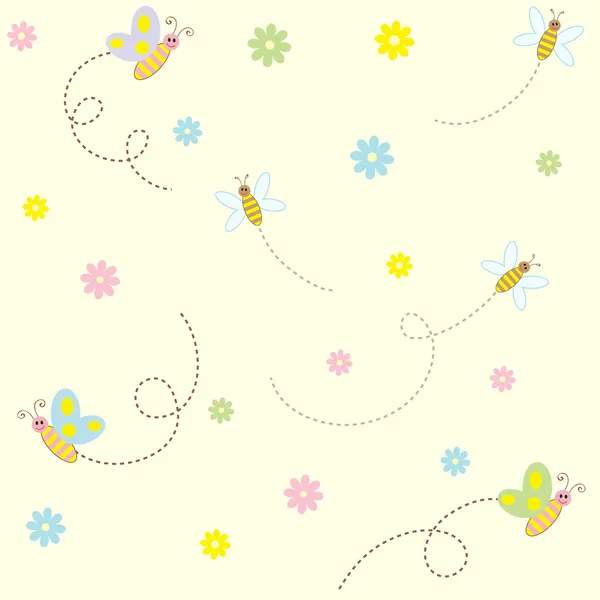 sevimli böcek ve çiçekler ile Seamless Modeli