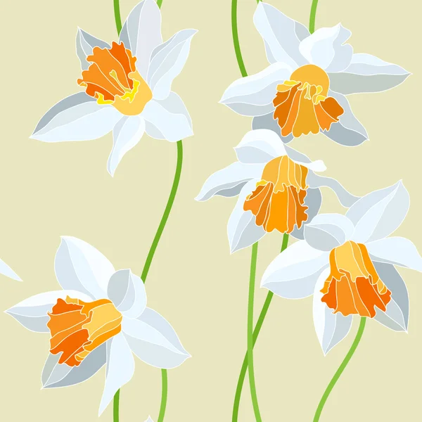 Narcissus seamless vector pattern — Stock Vector