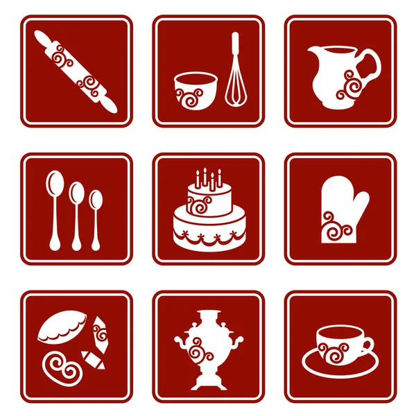 Set of kitchen icons — Stock Vector