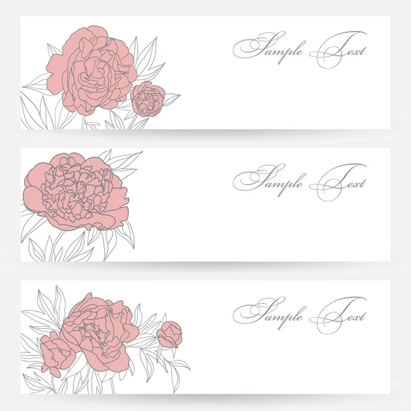 Set of horizontal banners with flowers — Stock Vector