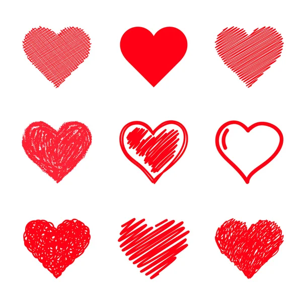 Vector hearts set. Hand drawn. — Stock Vector