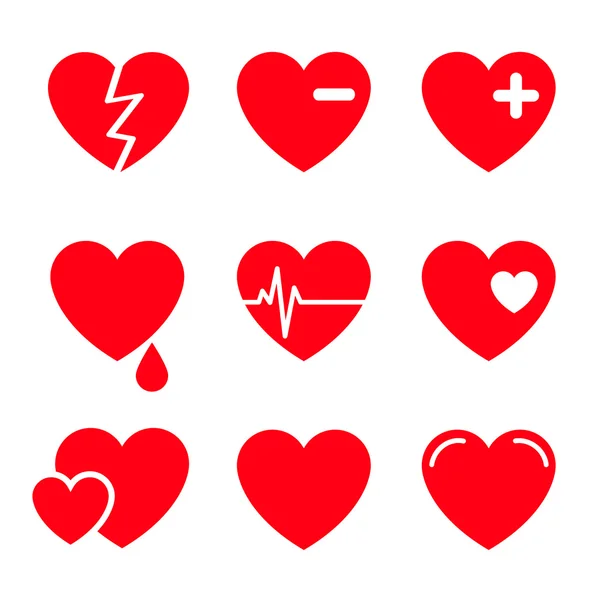 Hearts Vector Icon Set — Stock Vector
