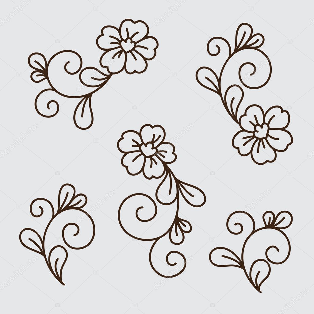 Vector set of flower elements