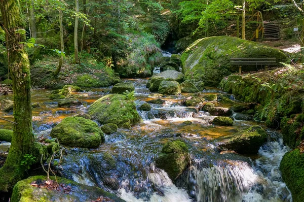 Idyllische Kulisse Schöne Wasserfallkaskaden Der Ysperklamm Niederösterreich Waldviertel Natur Und — Stockfoto