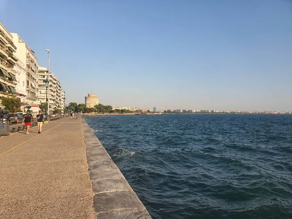 Frente Mar Salónica Num Dia Ensolarado Grécia Conceito Viagem Férias — Fotografia de Stock