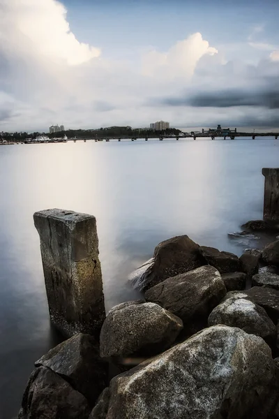 Singapur pohled z stulang laut, johor bahru — Stock fotografie