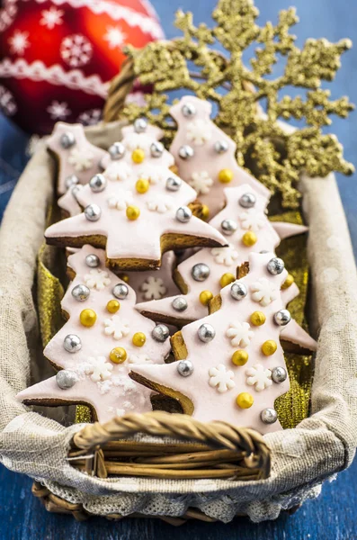 Christmas cookies in a basket — Stock Photo, Image