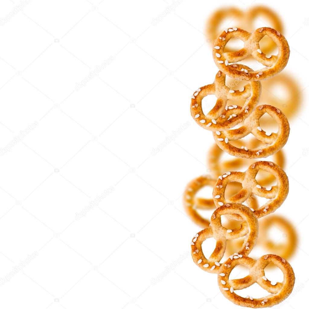 cookies pretzels on a white background