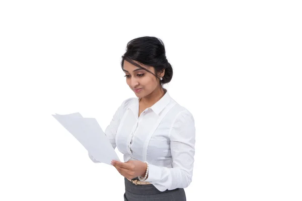 Businesswoman with documents — Stock Photo, Image