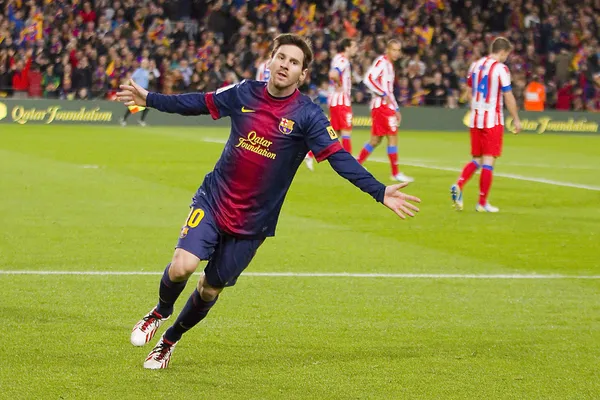 Lionel Messi святкує гол — стокове фото